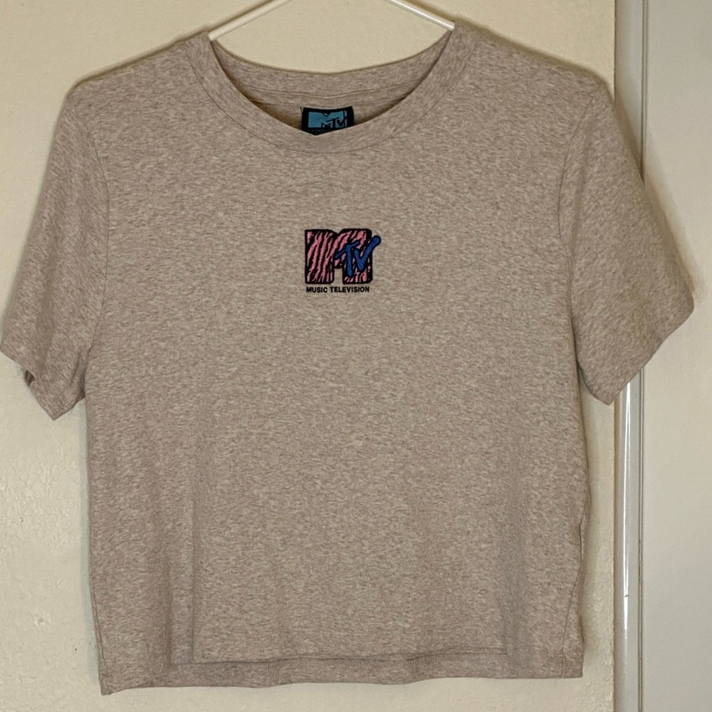 MTV Heather Gray Cropped Tee